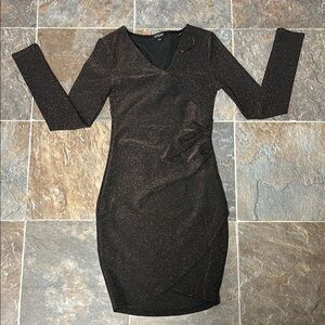Eclipse Black Asymmetrical Long Sleeve Bodycon Dress